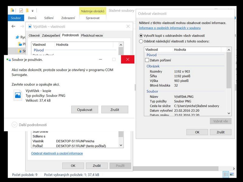 Přikládám obraz potíží, které mám na mém PC.