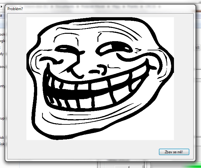Okno Trollface po spuštění