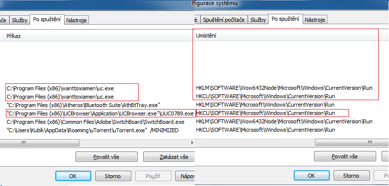 Všechny "veci" v rámečku jsou ty škodlivé
