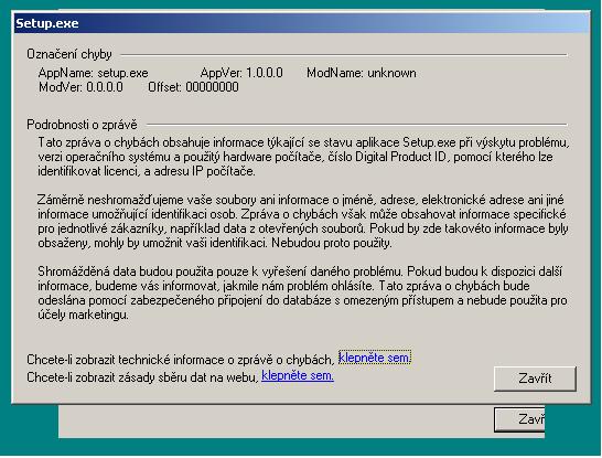 tento ukazuje chybovou zpravu kterou skoncila instalace sw mysi genius (origo sw dodany na origo CD)