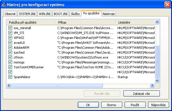 msconfig mám tuto prázdnou položku-je to normální?<br />viz přiložený obr.