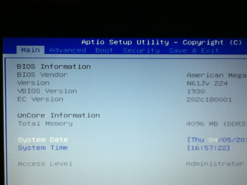 BIOS screen