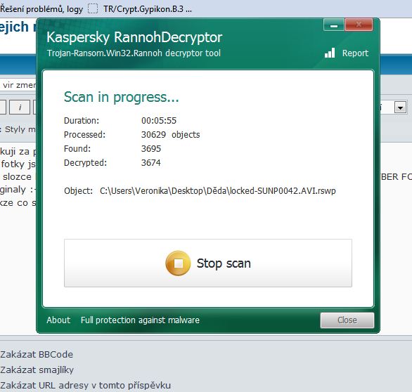 nahled prubehu kontroly kasperskym