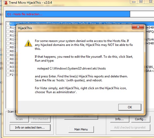 Toto se mi objevilo chvíli po kliknutí na Do a system scan  only