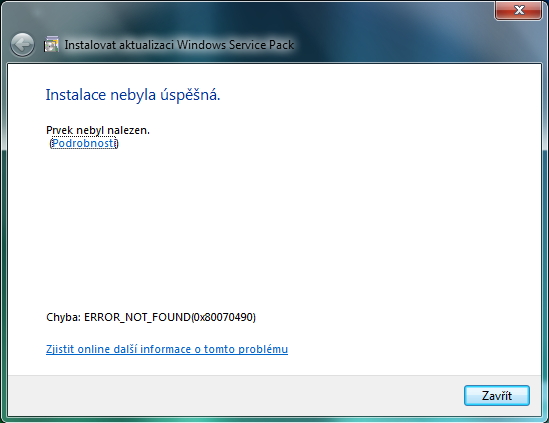 Na tomhle obrázku je okno,které se mi objeví<br />po instalaci Service Packu 1