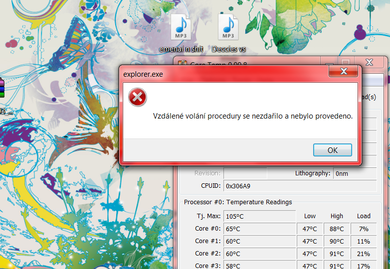 screenshot problému
