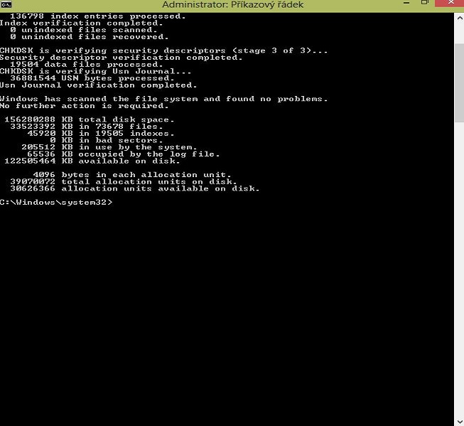 Obrázek z testu Chkdsk